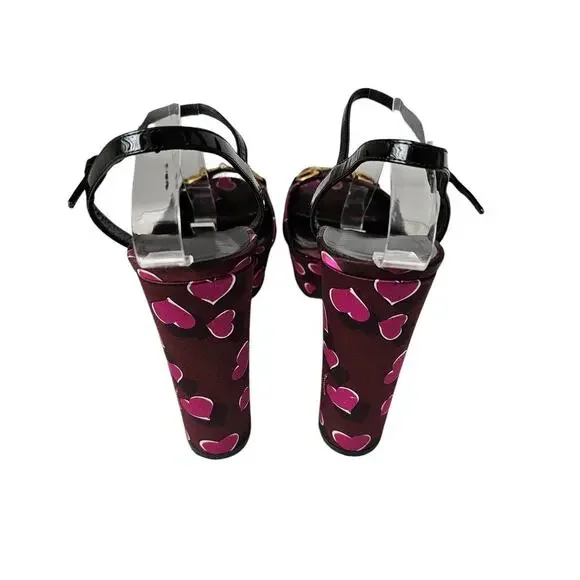 Gucci Claudie Horsebit Platform Block Heel Sandal Size 41 US 11 Pink Heart - Picture 3 of 8
